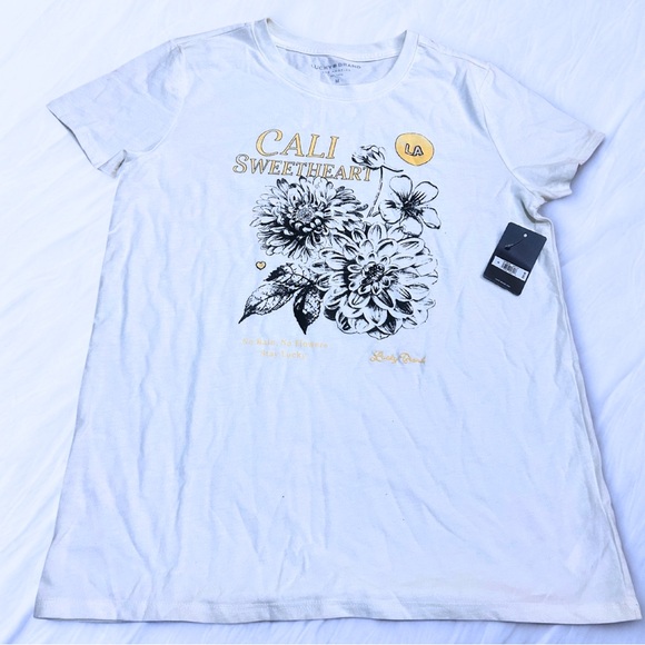 Lucky Brand “Cali Sweetheart” Graphic Tee – White, Size M, NWT - Picture 2 of 7